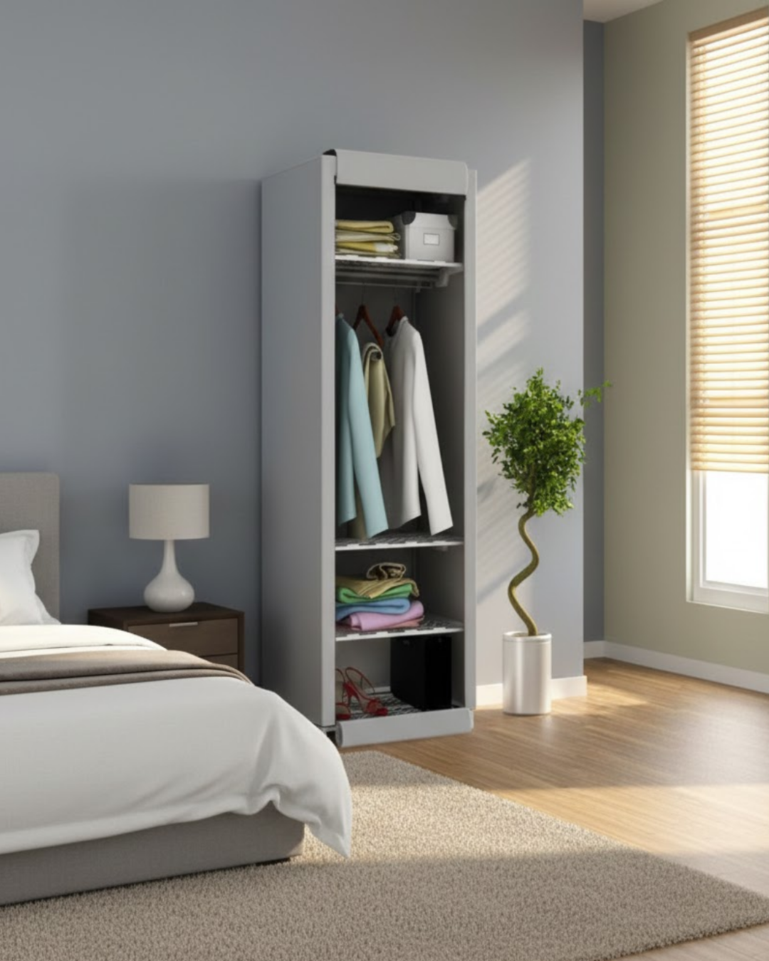 Prado Slim Fit Varyant Çelik Profilli Bez Dolap Gri 