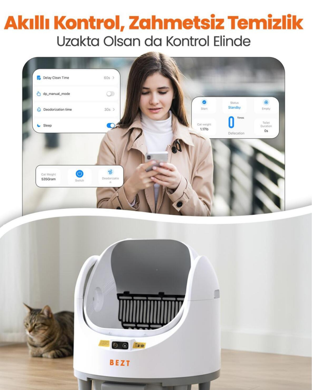 Bezt Pure Cat Otomatik Akıllı Kedi Tuvaleti