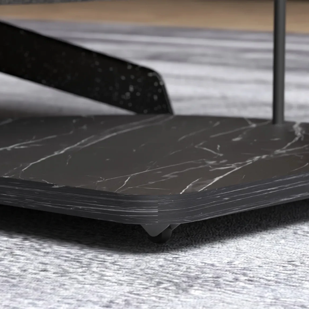 Gold Falez Tekerlekli Yan Sehpa Oval Bendir