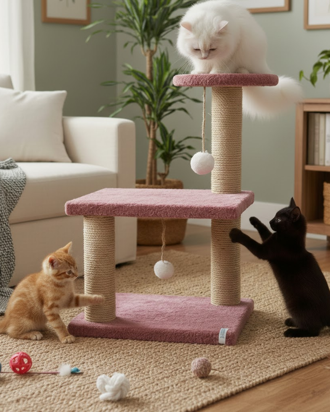 Reyo Pet Katlı Yavru Kedi Tırmalama Tahtası Gül Kurusu