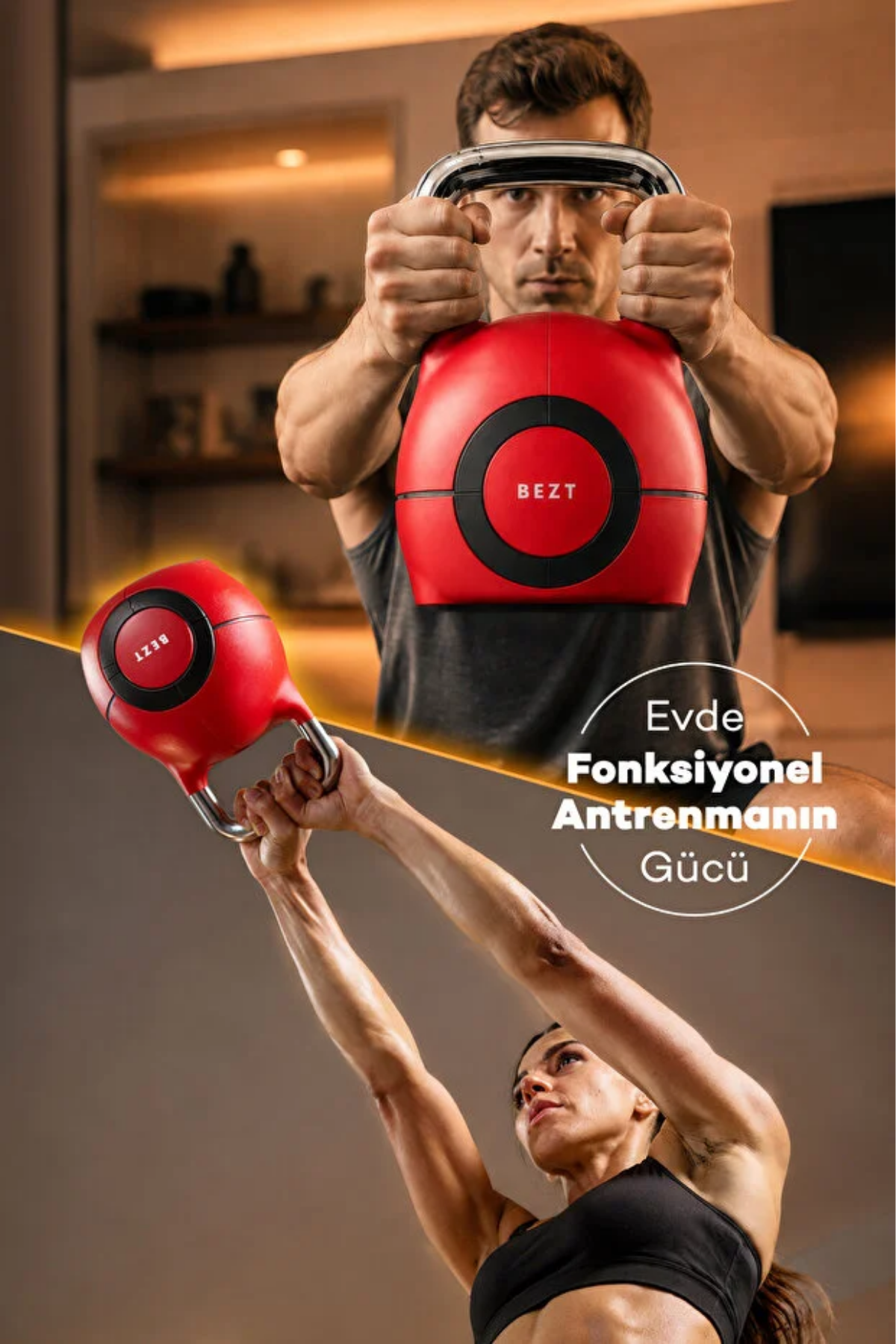 Bezt Pro Ayarlanabilir Kettlebell 20 Kg Kırmızı - Çok Fonksiyonlu Ağırlık Ayarlı Döküm Kettlebell