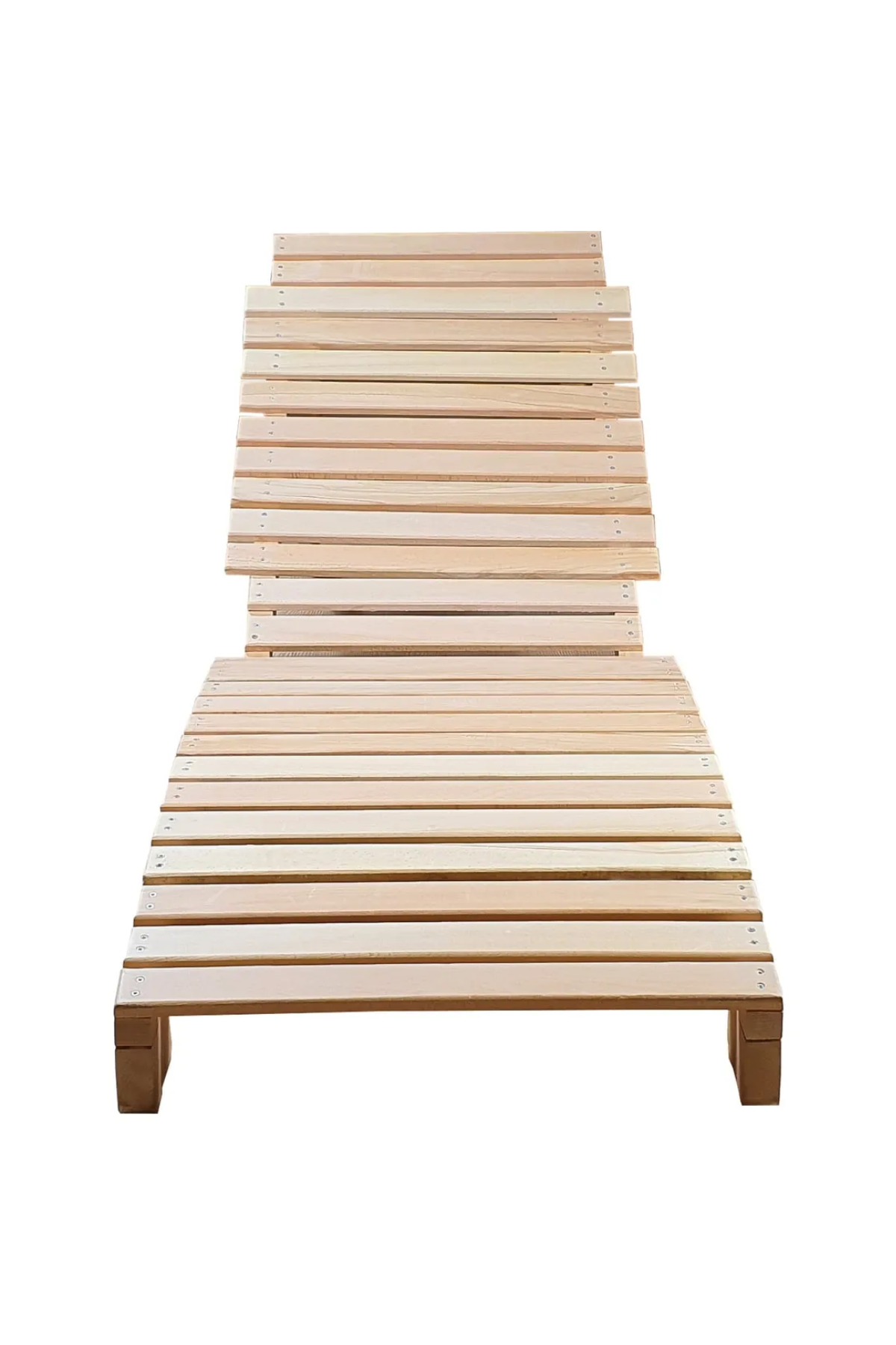Bysay Ahşap Katlanabilir Yatar Şezlong 3 Kademe Plaj Yatağı Minder Dahil Naturel-Gri