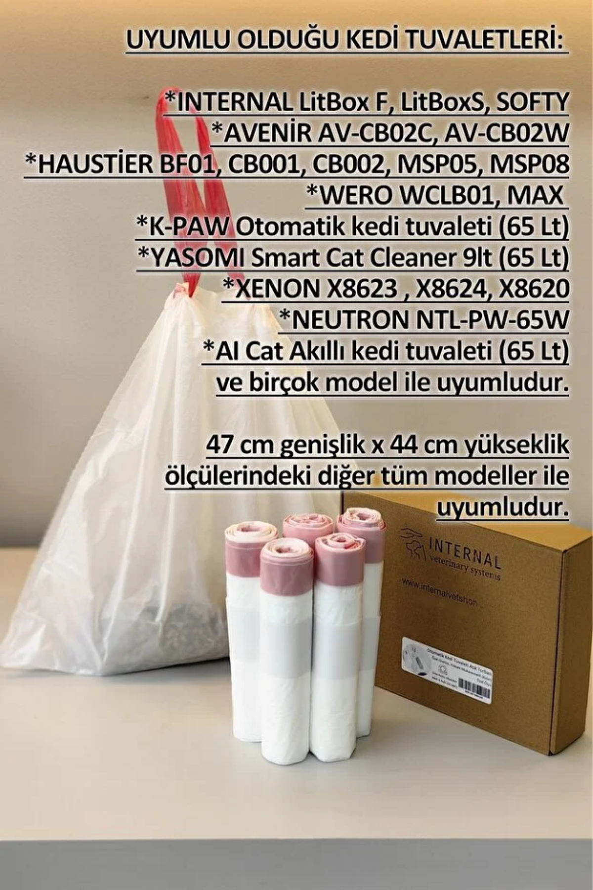 Reyo Otomatik Kedi Tuvaleti Atık Torbası – Kedi Tuvaleti Poşeti 5 Rulo 50 Adet (Model 3)