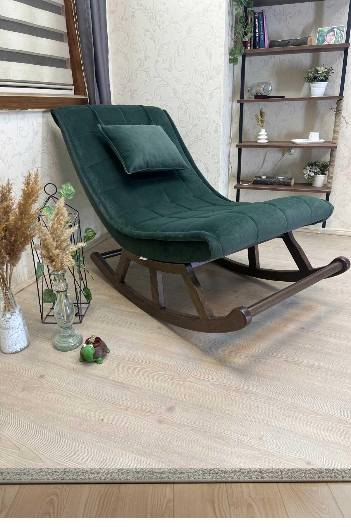 Asedia Miskin Ceviz Haki Ahşap Sallanan Sandalye Dinlenme Emzirme Baba Tv Okuma Uzanma Koltuğu Berjer