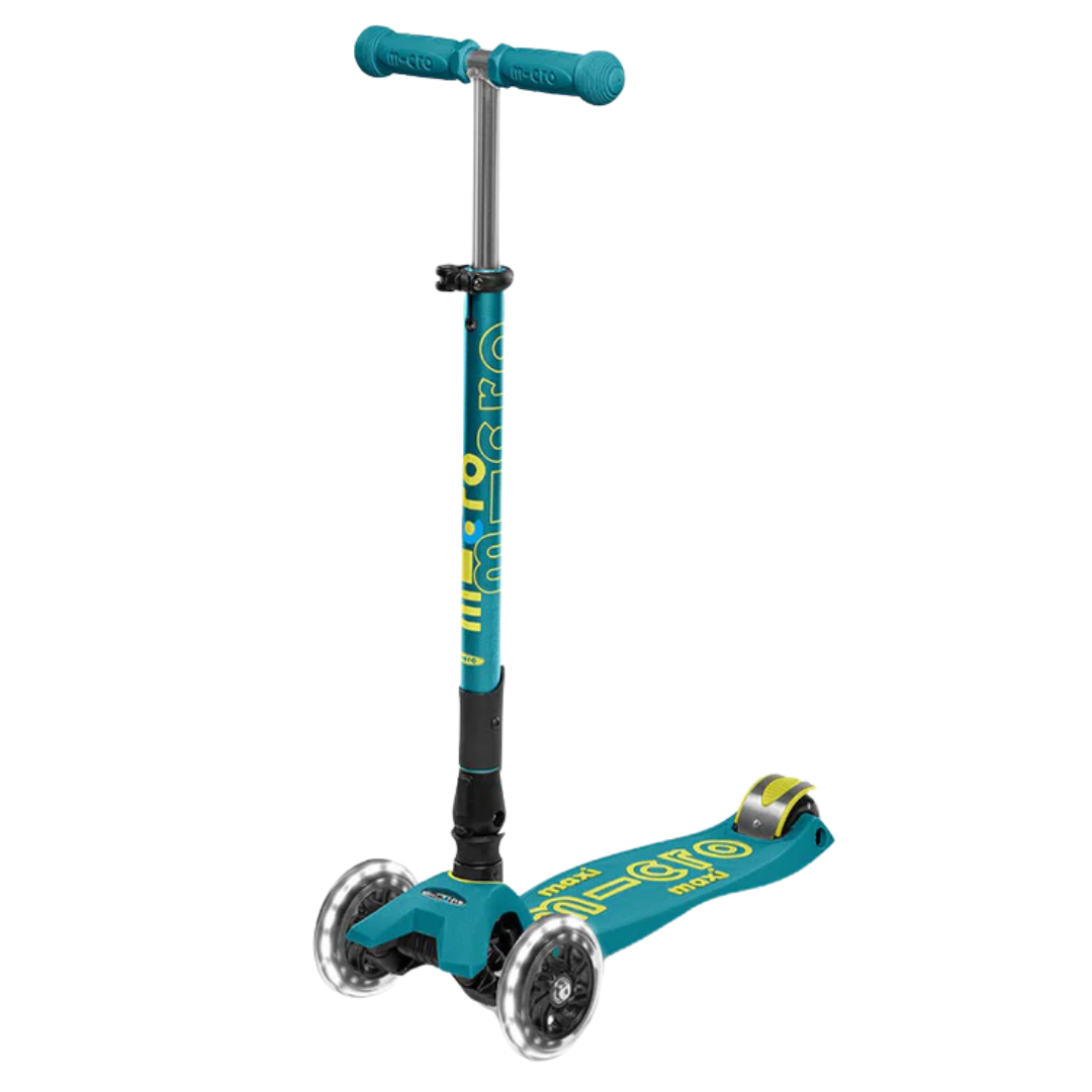 Micro Maxi Micro Deluxe LED Foldable 3 Tekerlekli Scooter Petrol Green