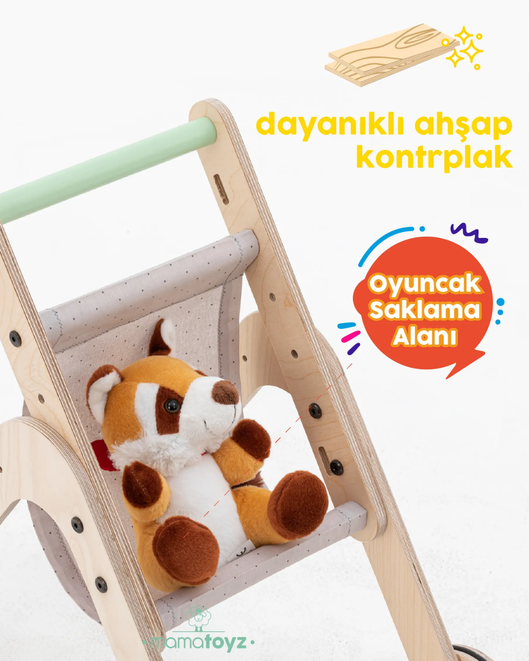 Mamatoyz Trio Stroller İlk Adım Yürüteç ve Oyuncak Bebek Arabası
