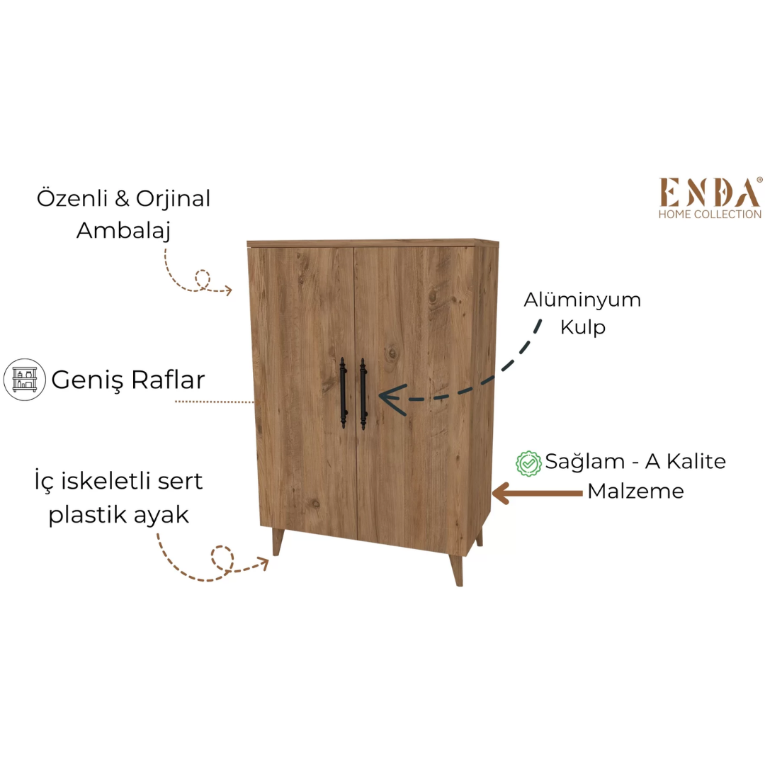 Enda Home 6 Raflı 4 Kapaklı Çok Amaçlı Dolap Atlantik Çam