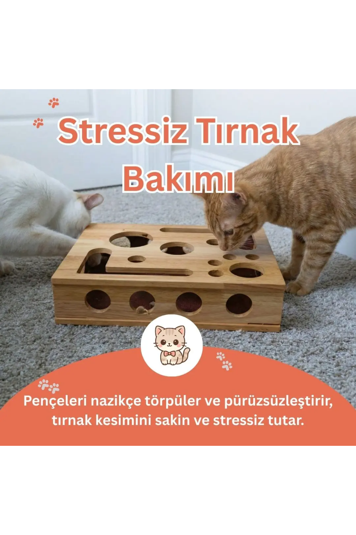 Reyo Pet KediKür Kedi Tırmalama ve Oyun Kutusu – Tırnak Törpüleyici İnteraktif Kedi Oyuncağı