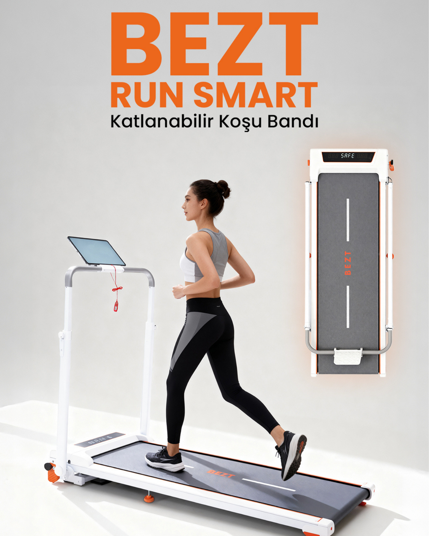 Bezt Run Smart Katlanabilir Koşu Bandı Beyaz