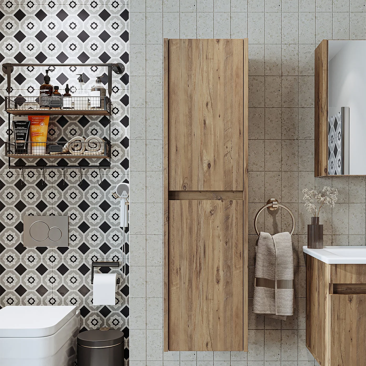 Roomart Atlantik Mat Mdf 130 x 35 cm Banyo Boy Dolabı