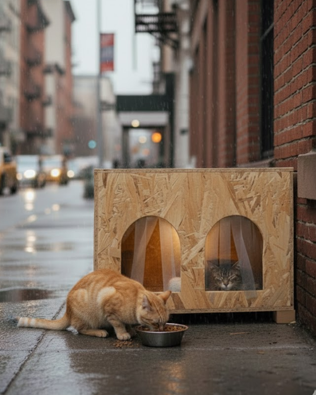Melada Kedi Evi Dış Ortam Uygun Ahşap Kedi Evi Double OSB 61x41x36 cm Bölmeli MLD0CAT50