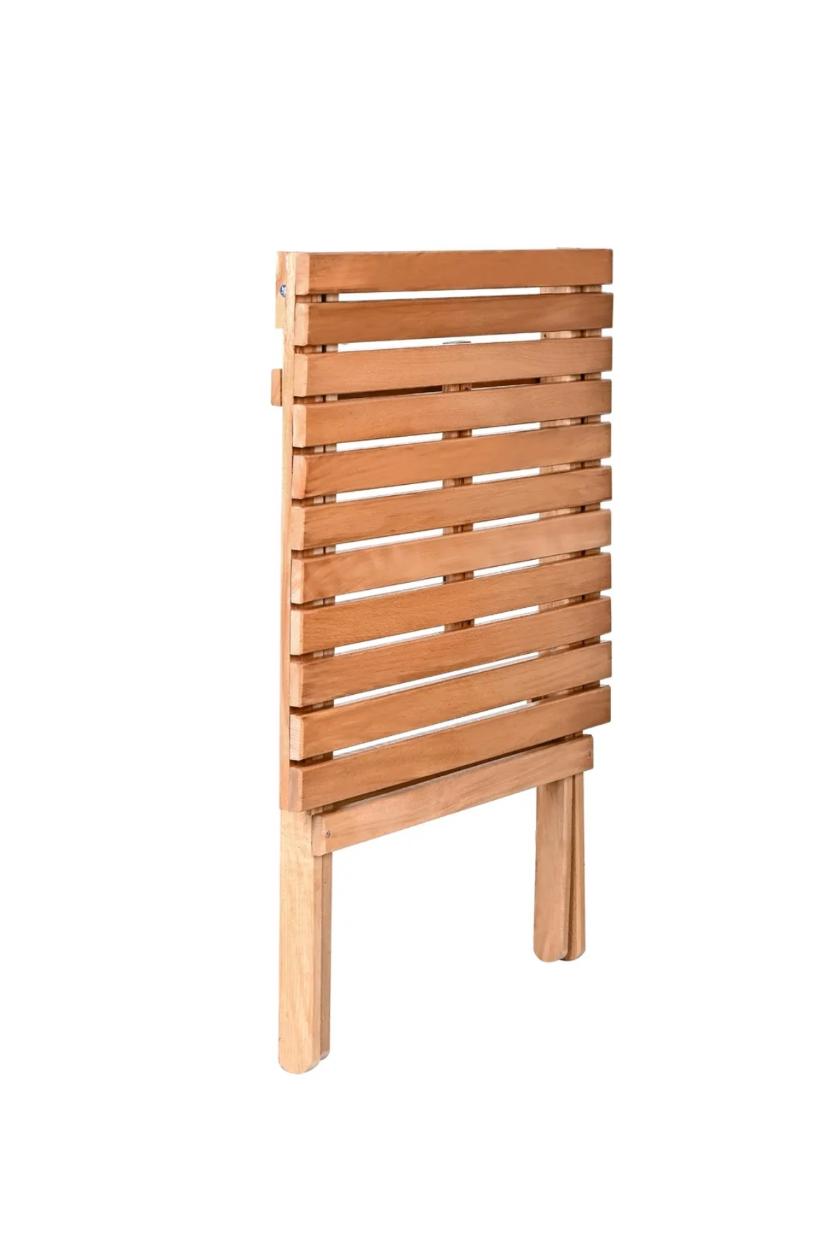 BySay Ahşap Katlanır Puf Minderli 3'lü Bistro Set Bahçe Takımı Naturel Gri