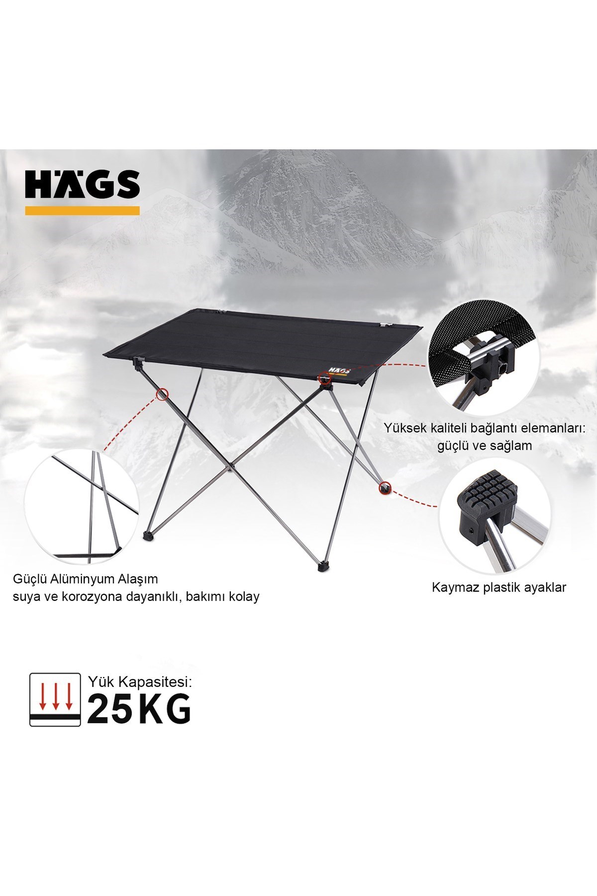 Haegs Ultralight Katlanır Kamp Masası, Piknik, BBQ, Balıkçılık, Avcılık, Plaj, Hiking için Taşınabilir Kompakt Roll Up Outdoor Kamp Masası Large - Kamuflaj