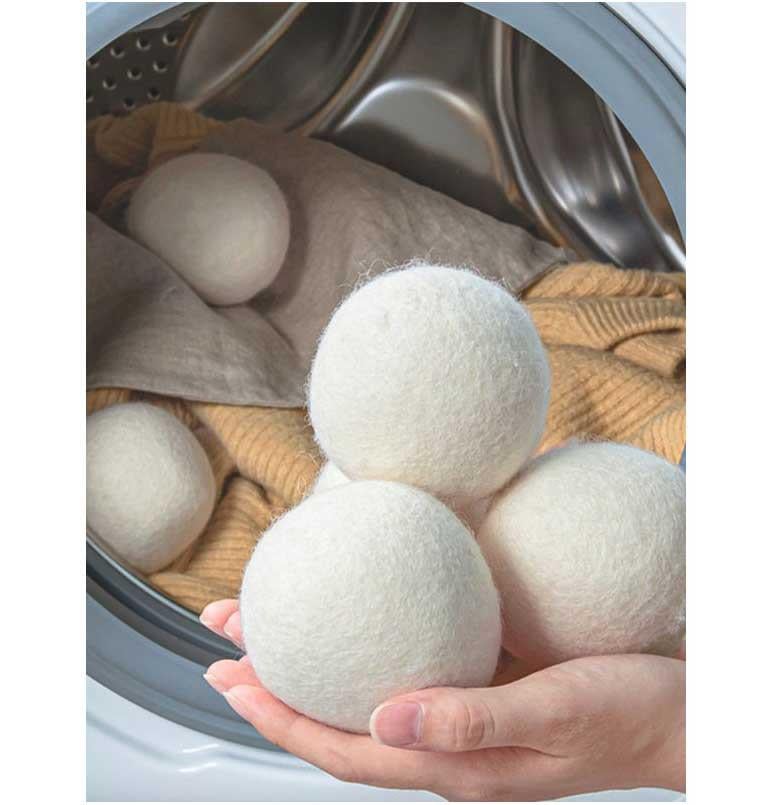 Reyo Çamaşır Yün Kurutma Topları Doğal Yumuşatıcı, Kurutma Makinesi Için Büyük 6 Adet Yün Top Bez Çantalı