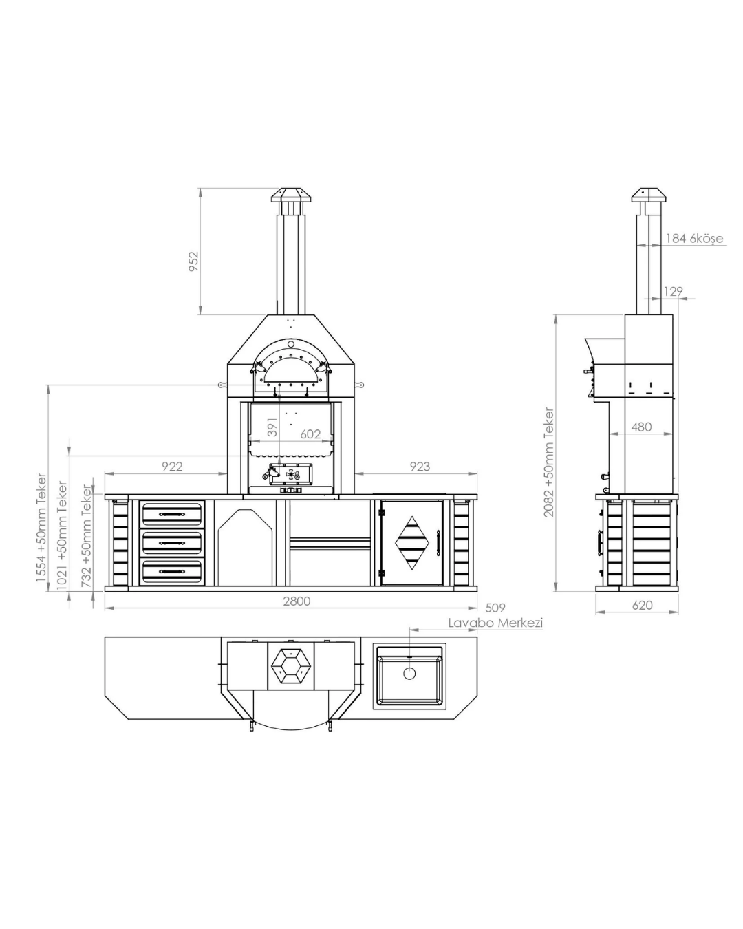 ZS Hermanos Avangarde 280 cm Fırınlı Barbekü