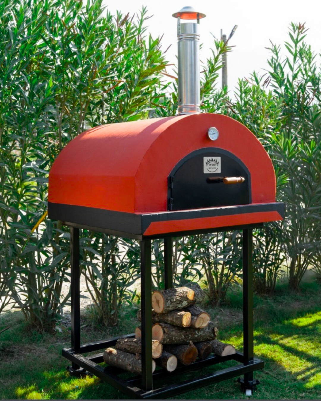 By Chef Roma Large 90cm Kapaklı Termometreli Taş Fırın