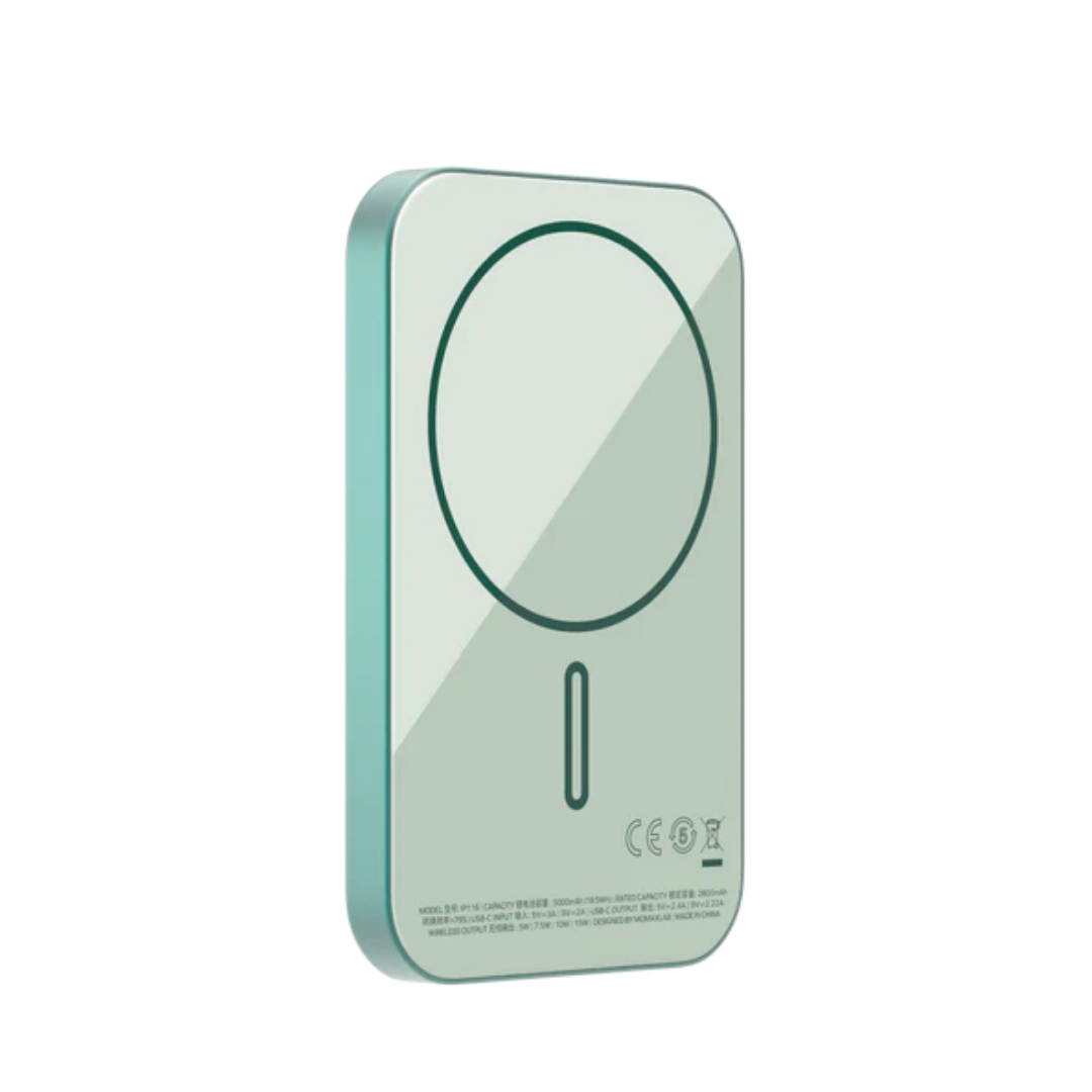 Momax Q.Mag X Yeşil Wireless Kablosuz Powerbank 5000mAh MagSafe Uyumlu 