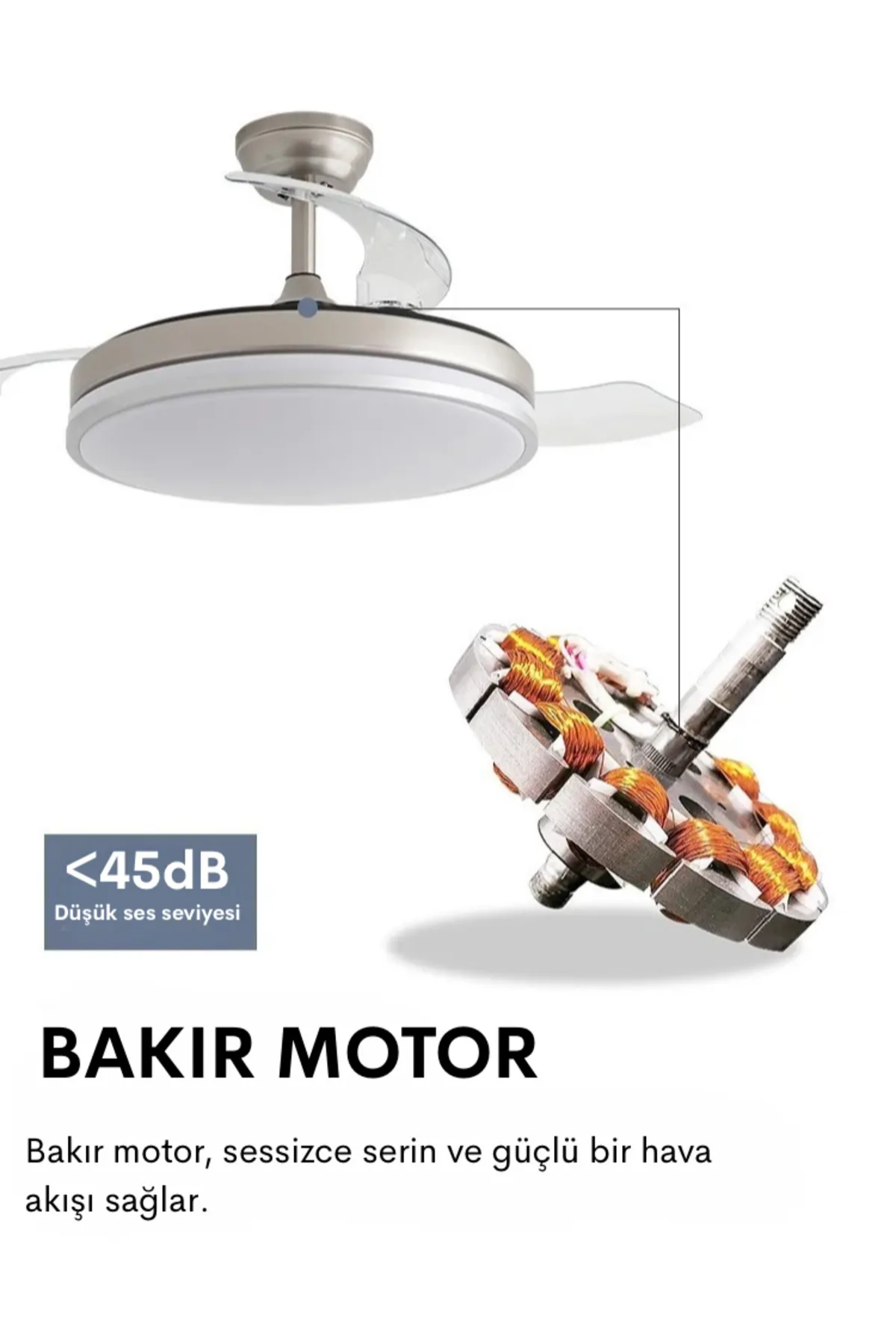 Dlc Zonda 107 Cm Gümüş Renk Led Tavan Vantilatörü