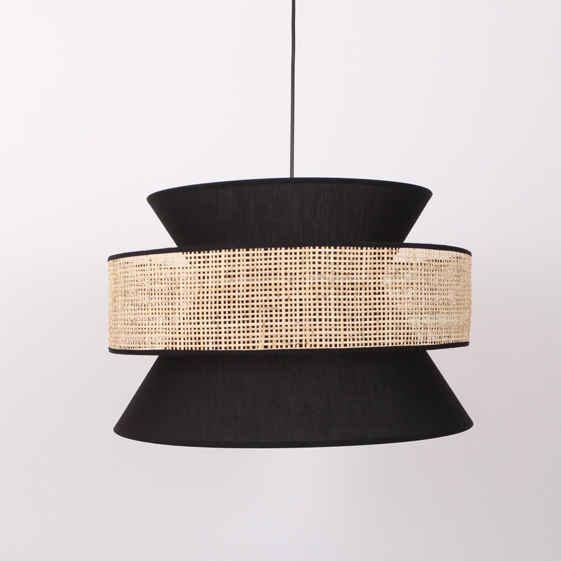 Mylamp Ece Doğal Hazeran & Mat Siyah Kumaş Avize 50x32 cm