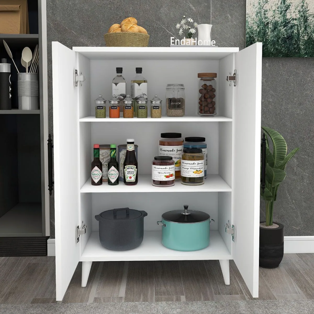 Enda Home 3 Raflı 2 Kapaklı Çok Amaçlı Dolap Beyaz