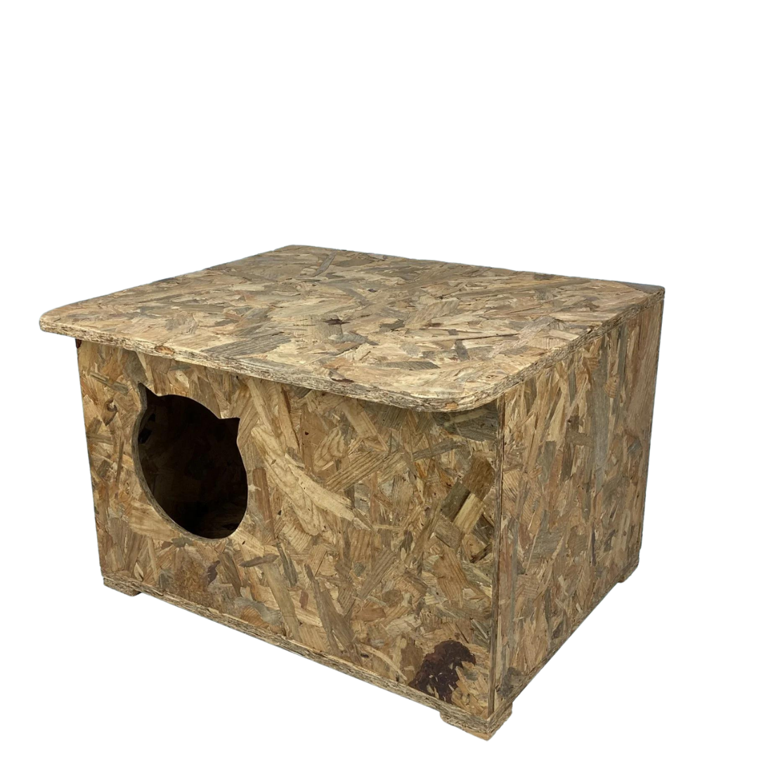 Melada Kedi Evi Dış Ortam Uygun Ahşap Kedi Evi OSB 60x45x40 cm