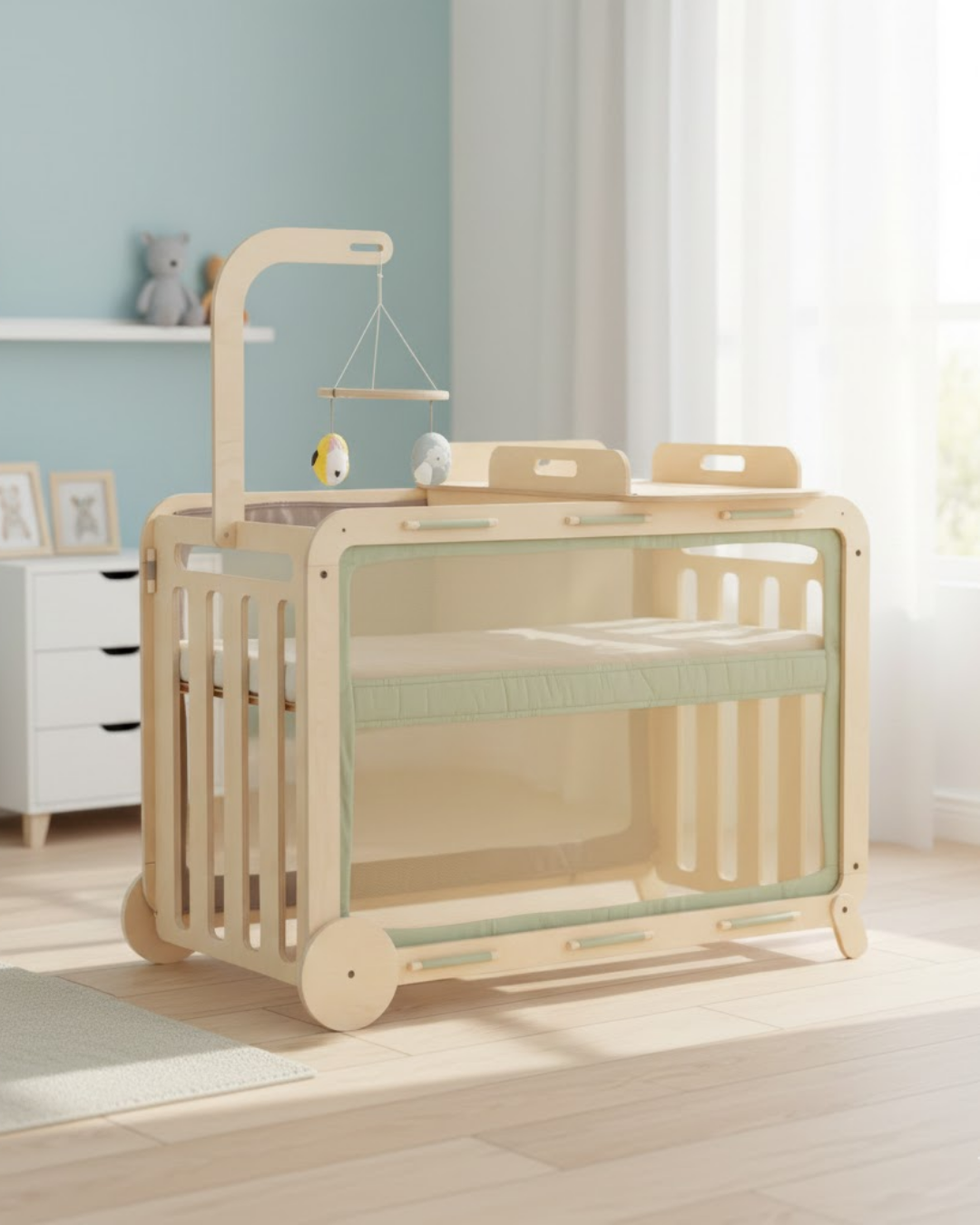 Mamatoyz MyCrib Güvenli ve Ayarlanabilir Ahşap Bebek Beşiği