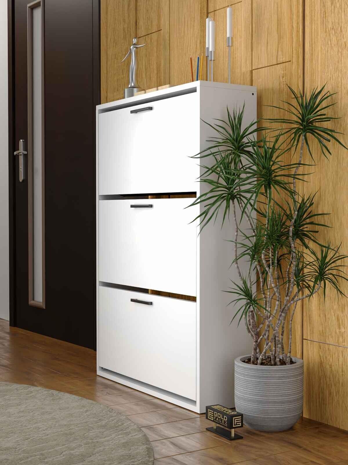 Reyo Falez Düşer Kapak Ayakkabılık 3 Bölmeli Ayakkabılık Beyaz