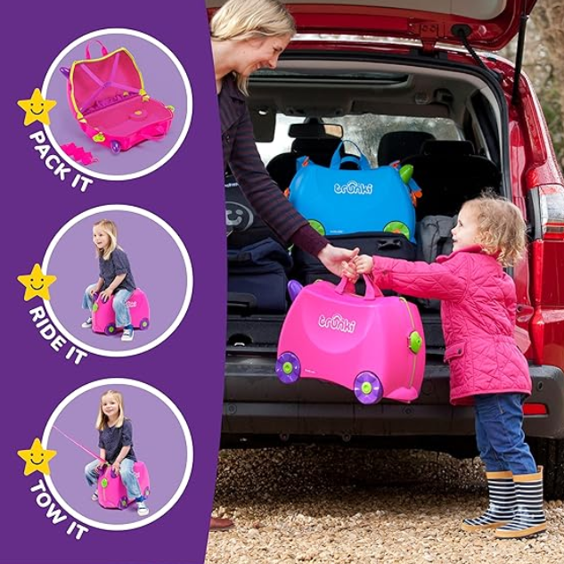 Trunki Pembe Trixie Binilen ve Sürülen Çocuk Valizi