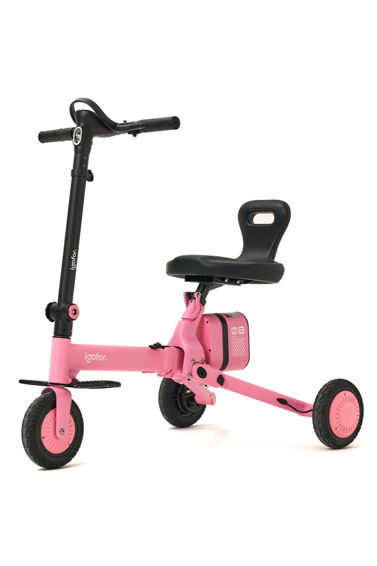 Igofor 3 Tekerlekli Katlanabilir Elektrikli Oturulabilir Scooter Pembe
