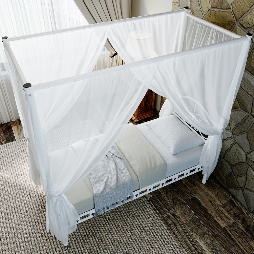 Reyo Pero Sultan Tek Kişilik Başlıklı Metal Beyaz Karyola 90x190