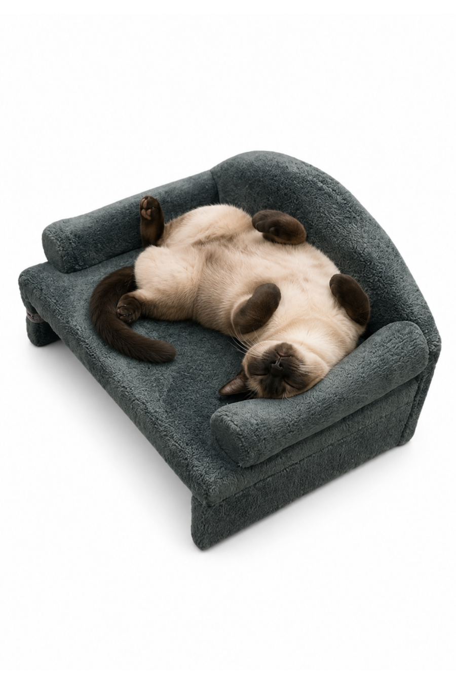 Reyo Pet Peluş Kedi Koltuğu, Kedi Kanepesi, Kedi Yatağı, Evcil Hayvan Dinlenme Koltuğu, Rahat Kedi Sofa Yatağı, 45x33x25 cm Antrasit