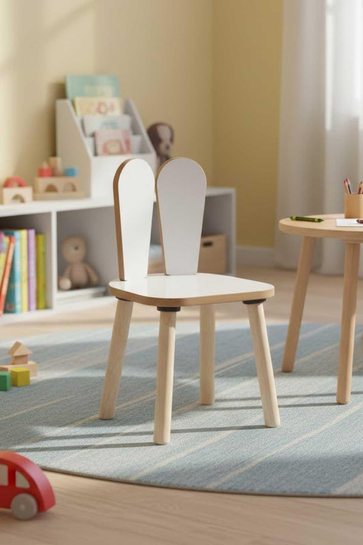 Alfa Country Montessori Çocuk 1 Adet Bunny Sandalye Beyaz