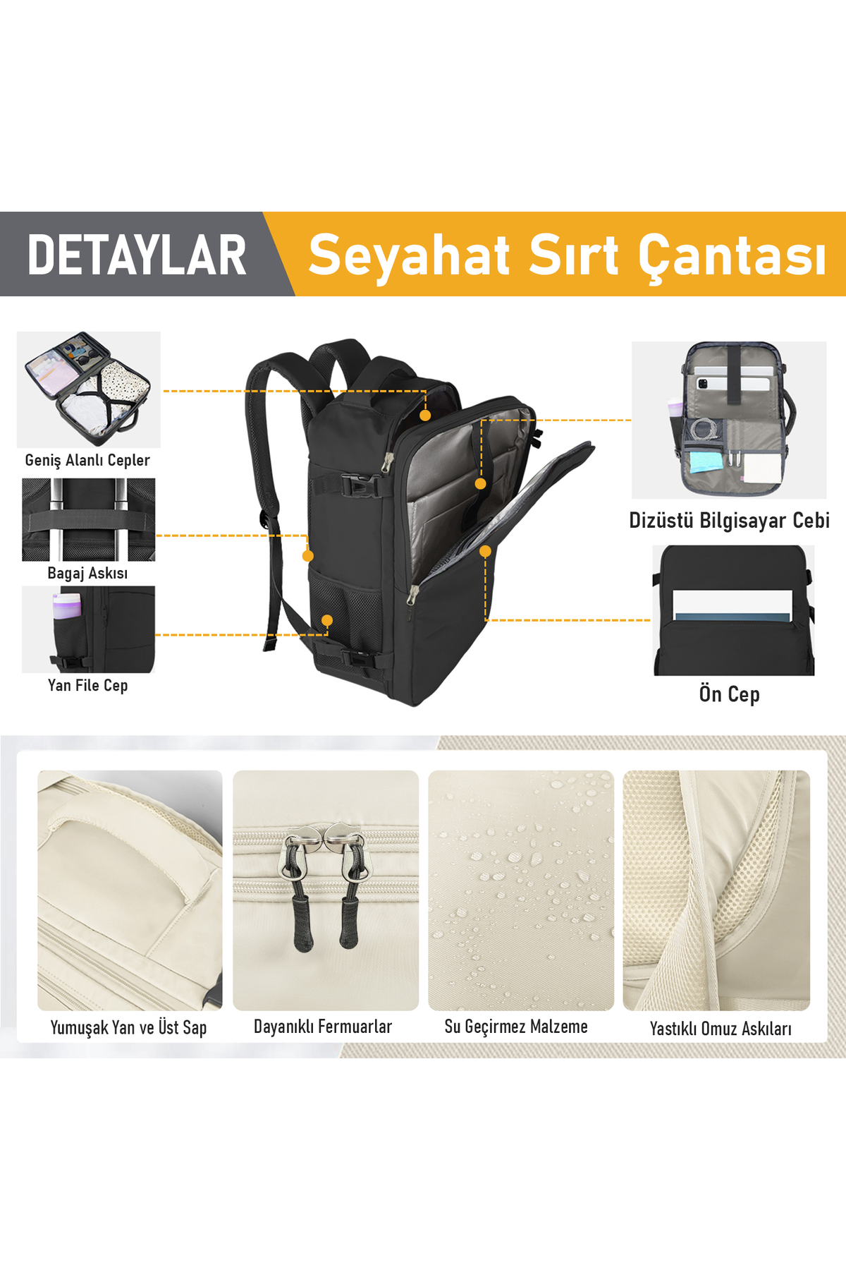 Haegs Seyahat Sırt Çantası, Laptop Sırt Çantası Hafif El Çantası Küçük Bavul Valiz, Uçak Onaylı Bagaj Çantası, Erkek ve Bayan İçin, 15.6 inç Notebook Dizüstü Bilgisayar Macbook Laptop Çantası, Koyu Kahverengi