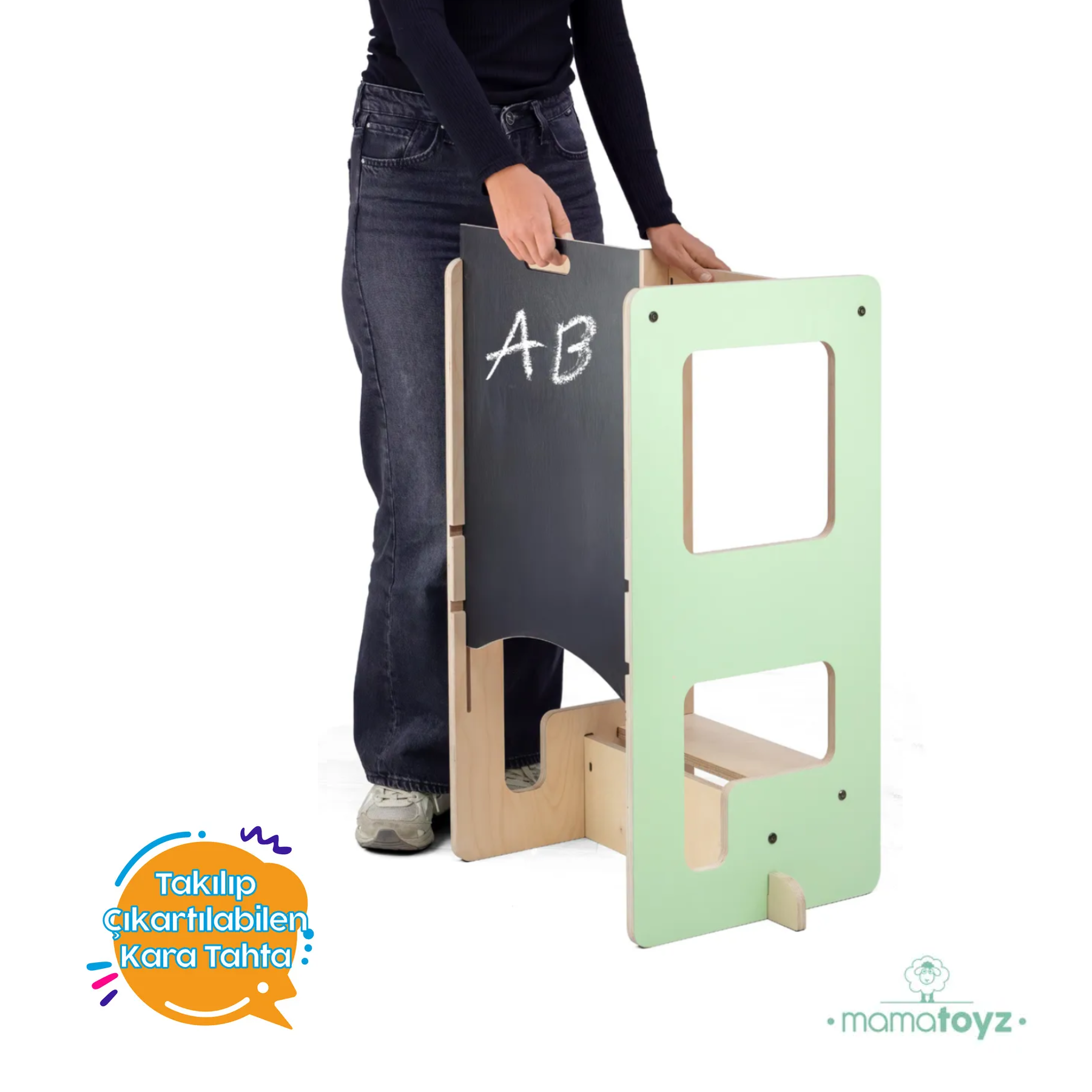 Mamatoyz Flip Mint 3'ü 1 Arada Öğrenme Kulesi & Aktivite Masası & Yazı Tahtası