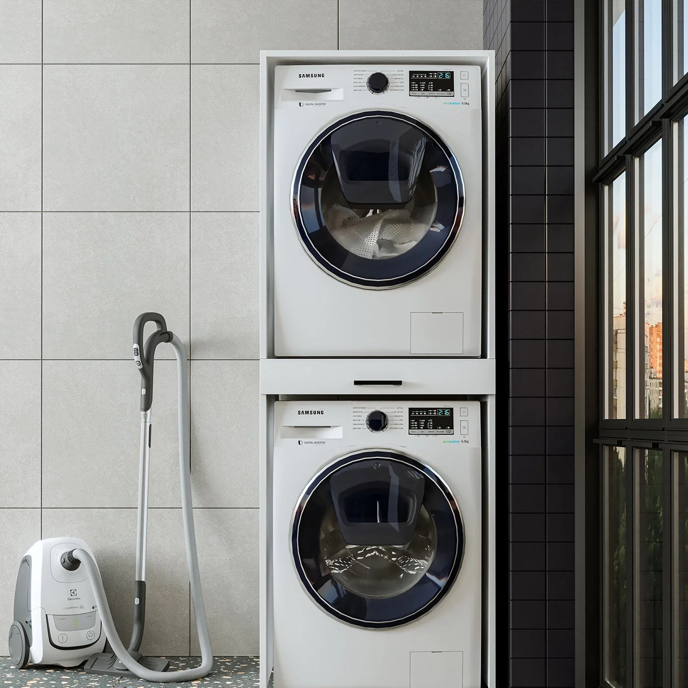 Roomart Çamaşır ve Kurutma Makinesi Dolabı Mat Beyaz