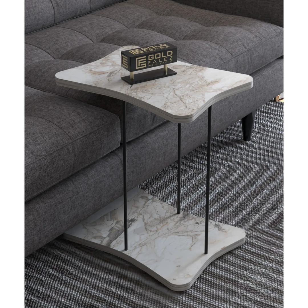 Gold Falez Tekerlekli Yan Sehpa Efes