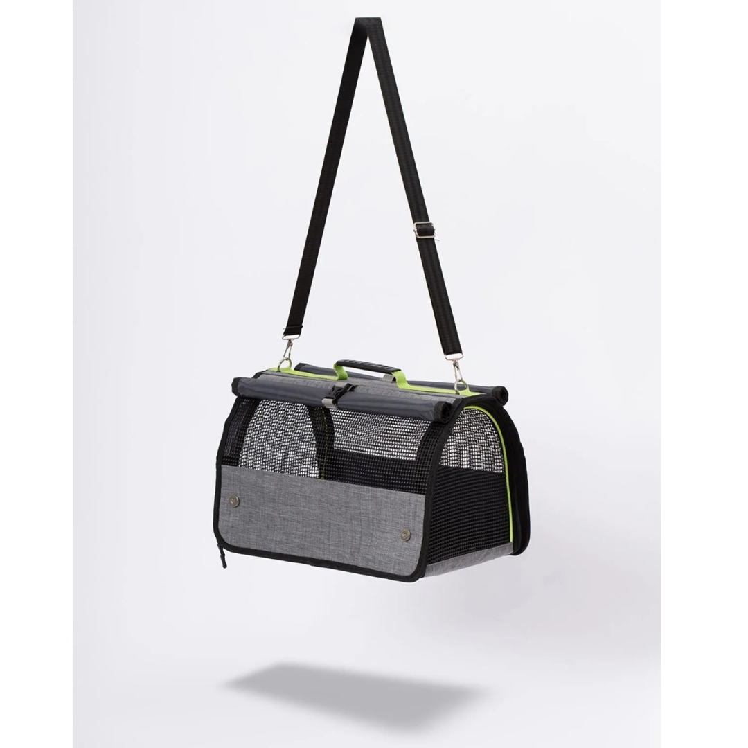 Brave Paws Flybag Plastik Yırtılmaz Fileli Kedi Ve Köpek Taşıma Çantası Seyahat Çantası Gri 45x25x26cm