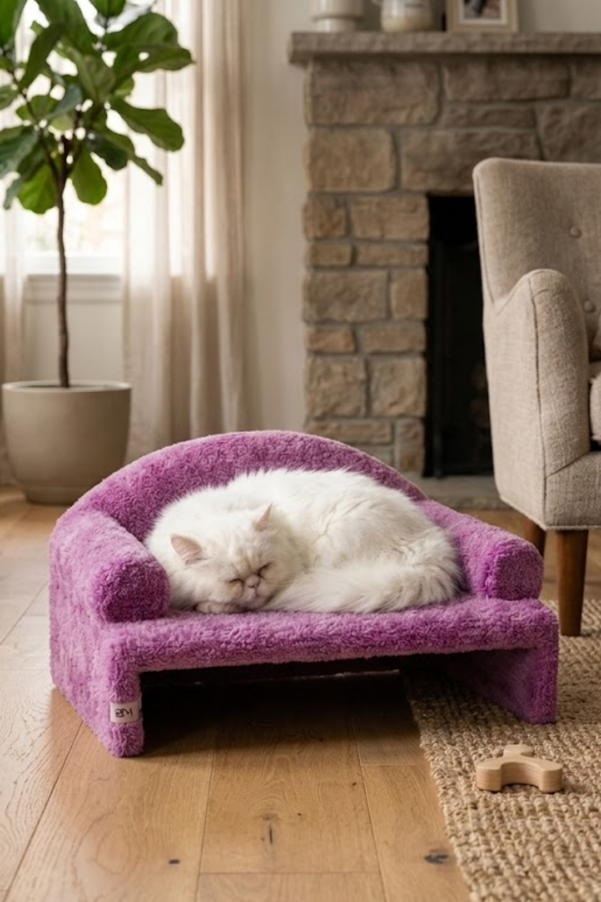 Reyo Pet Peluş Kedi Oturma Koltuğu Kedi Yatağı Fuşya