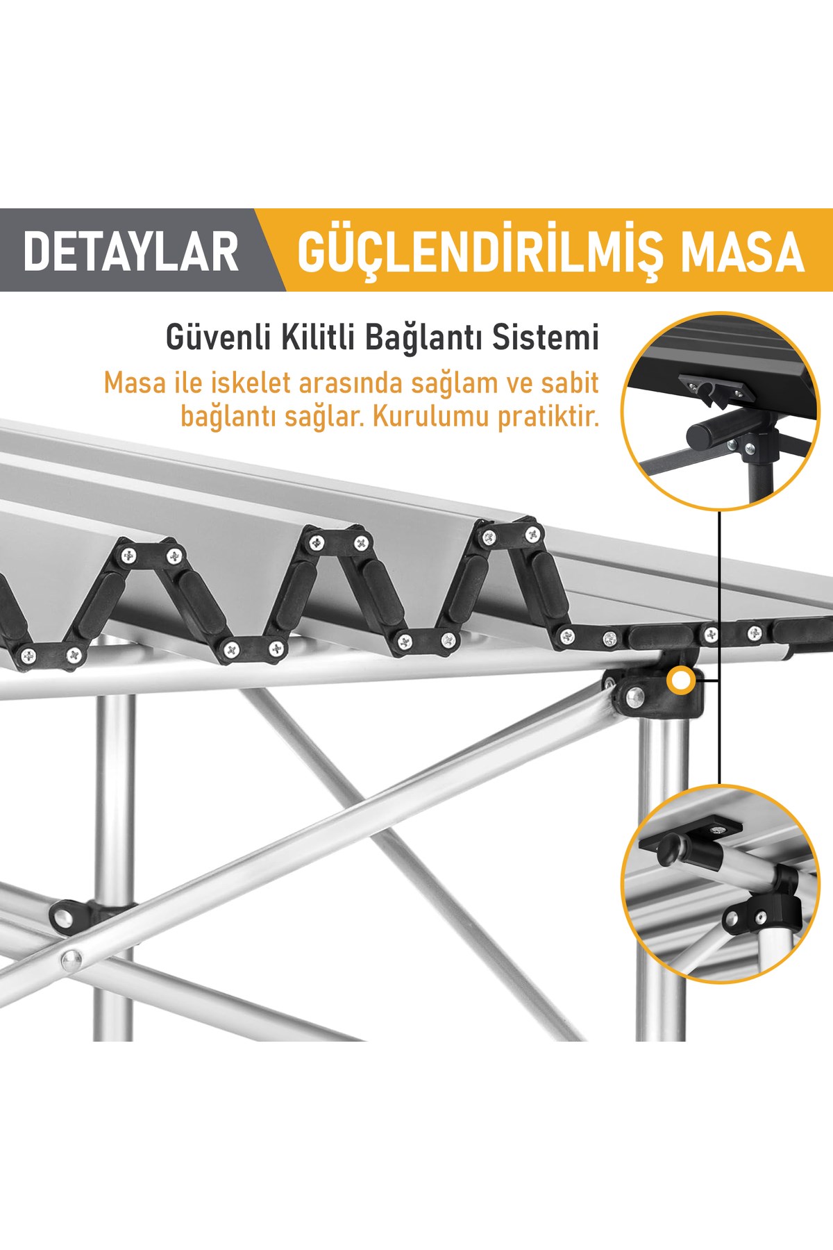 Haegs Güçlendirilmiş Alüminyum Katlanır Kamp Masası, Katlanabilir Outdoor Masa, Piknik Masası, Menteşeli Sistem, Dayanıklı Sağlam Gövdeli Kamp Masası, Taşınabilir Hafif, 3-4 Kişilik, 70x70x60cm Siyah