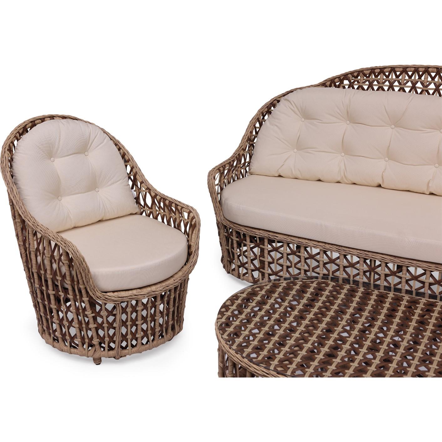 Grassgarden Karanfil 3+1+1 Masa Alüminyum Üzeri Örgü Rattan Bahçe Balkon Mobilyası