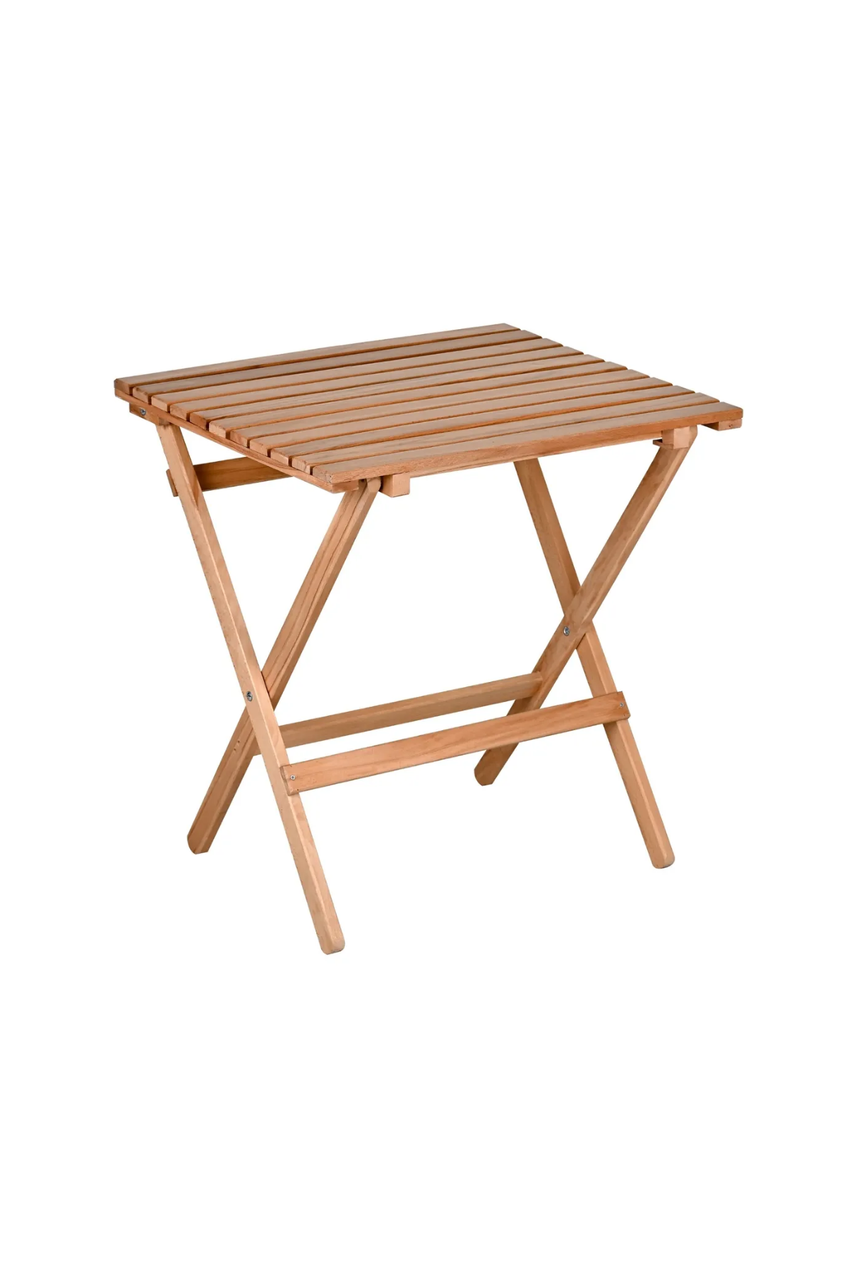 BySay Ahşap Katlanır Puf Minderli 3'lü Bistro Set Bahçe Takımı Naturel