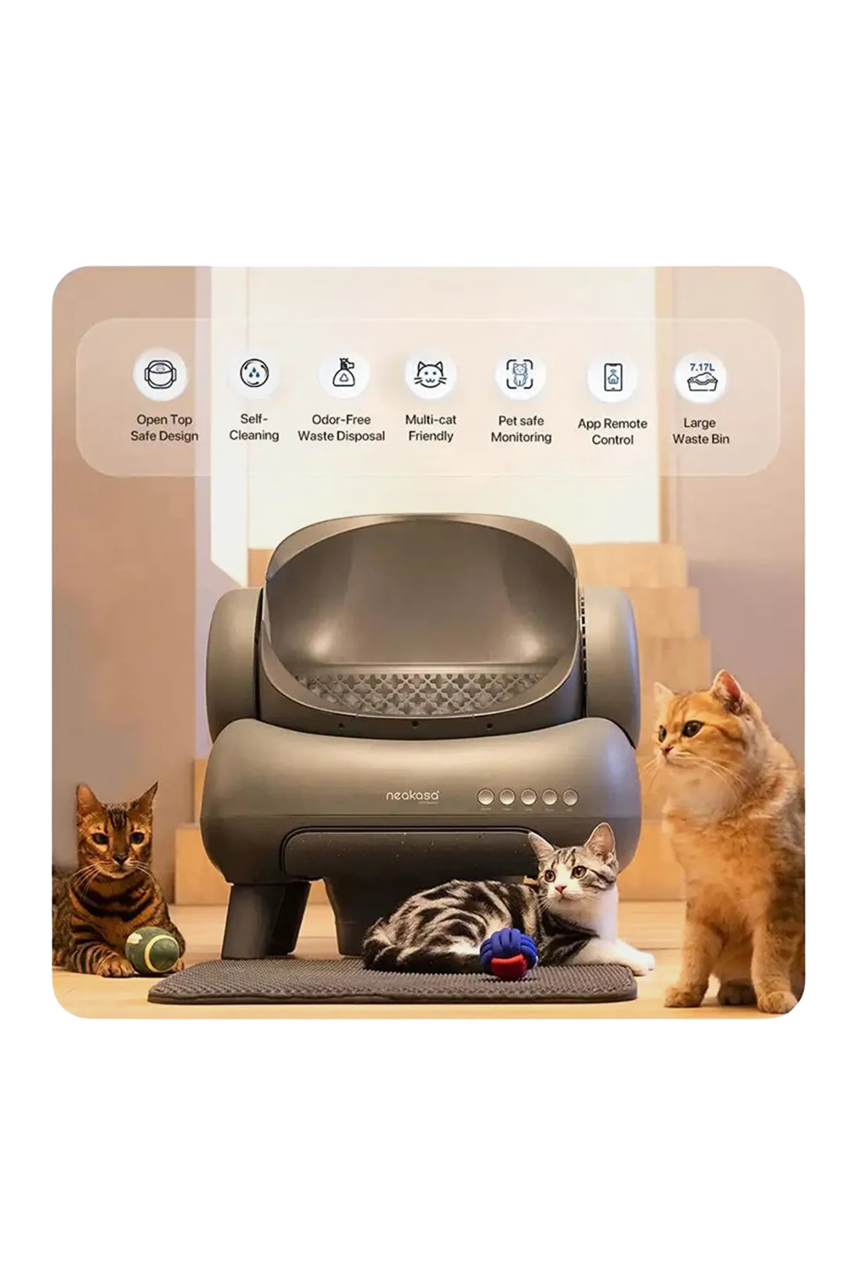 Neakasa Üstü Açık Akıllı Full Otomatik Kedi Tuvaleti, App Kontrol, Uv Temizleme