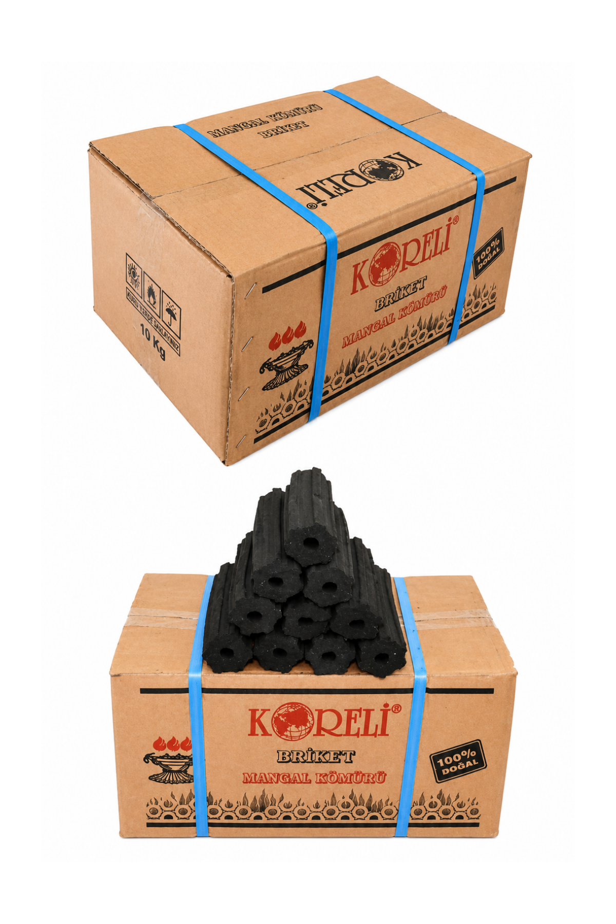 Koreli Briket Mangal Kömürü Delikli Kömür 10 Kg