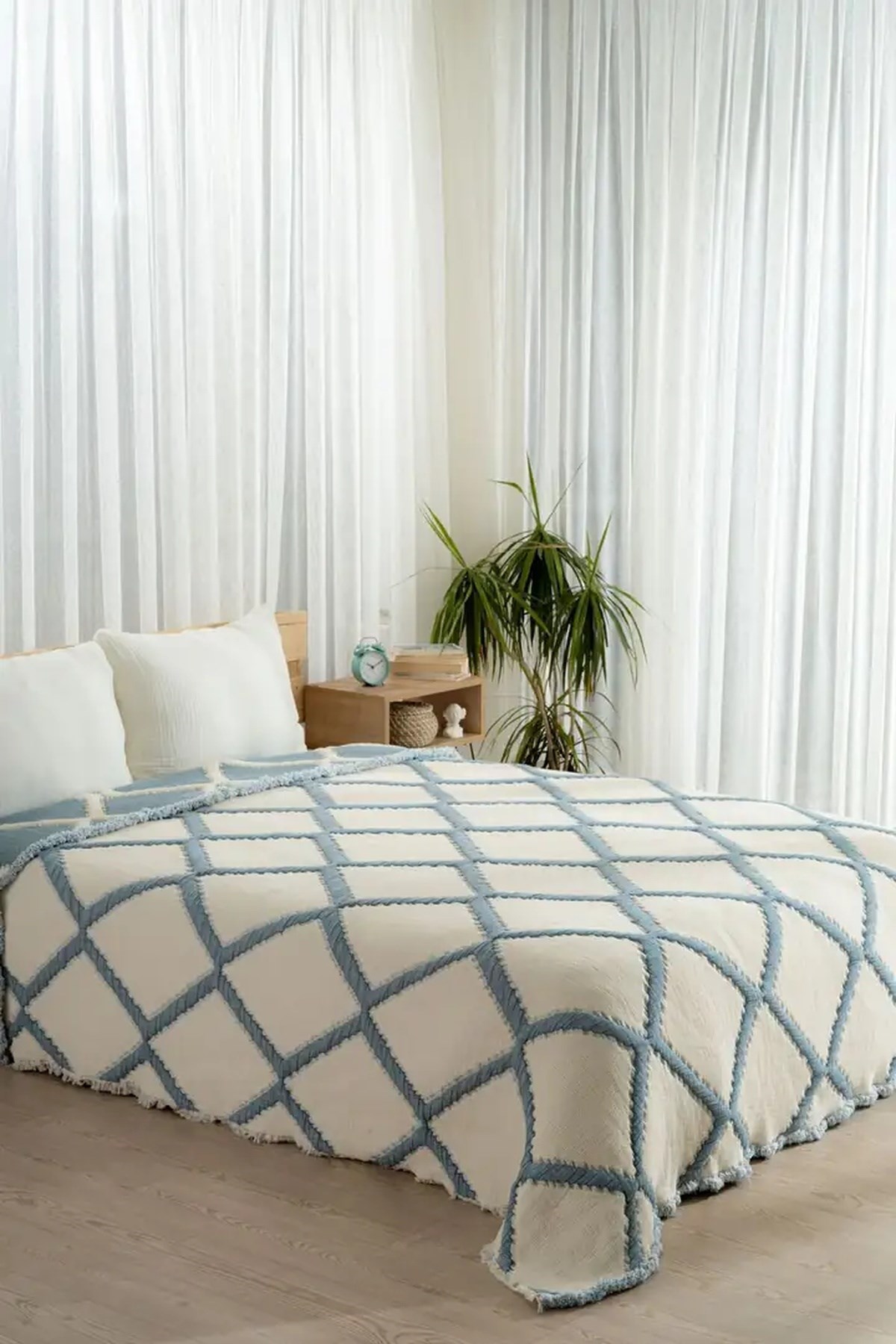 Mylasa Home Müslin 7 Katlı Baklava Desenli (Jakarlı) Yorgan Çift Kişilik 240x260cm Petrol
