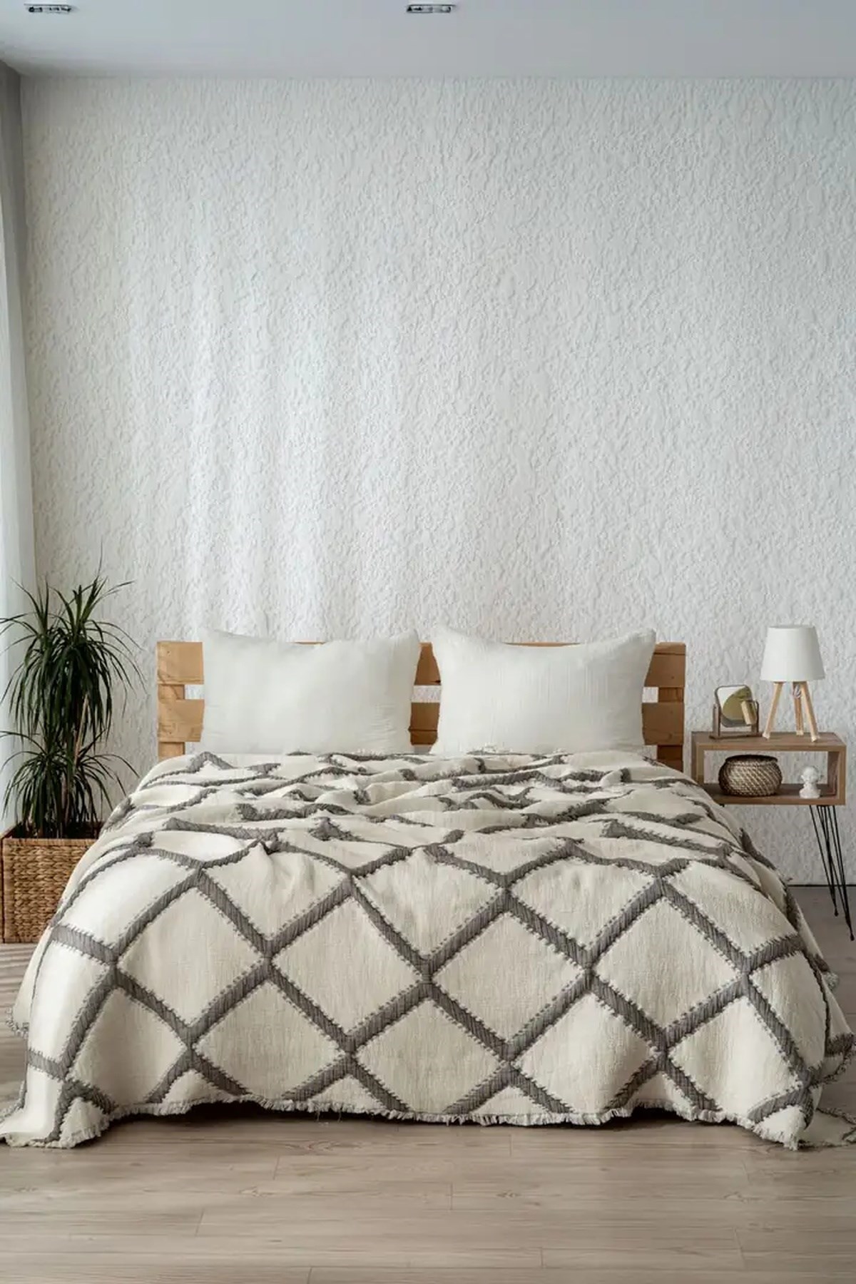 Mylasa Home Müslin 7 Katlı Baklava Desenli (Jakarlı) Yorgan Çift Kişilik 240x260cm Antrasit