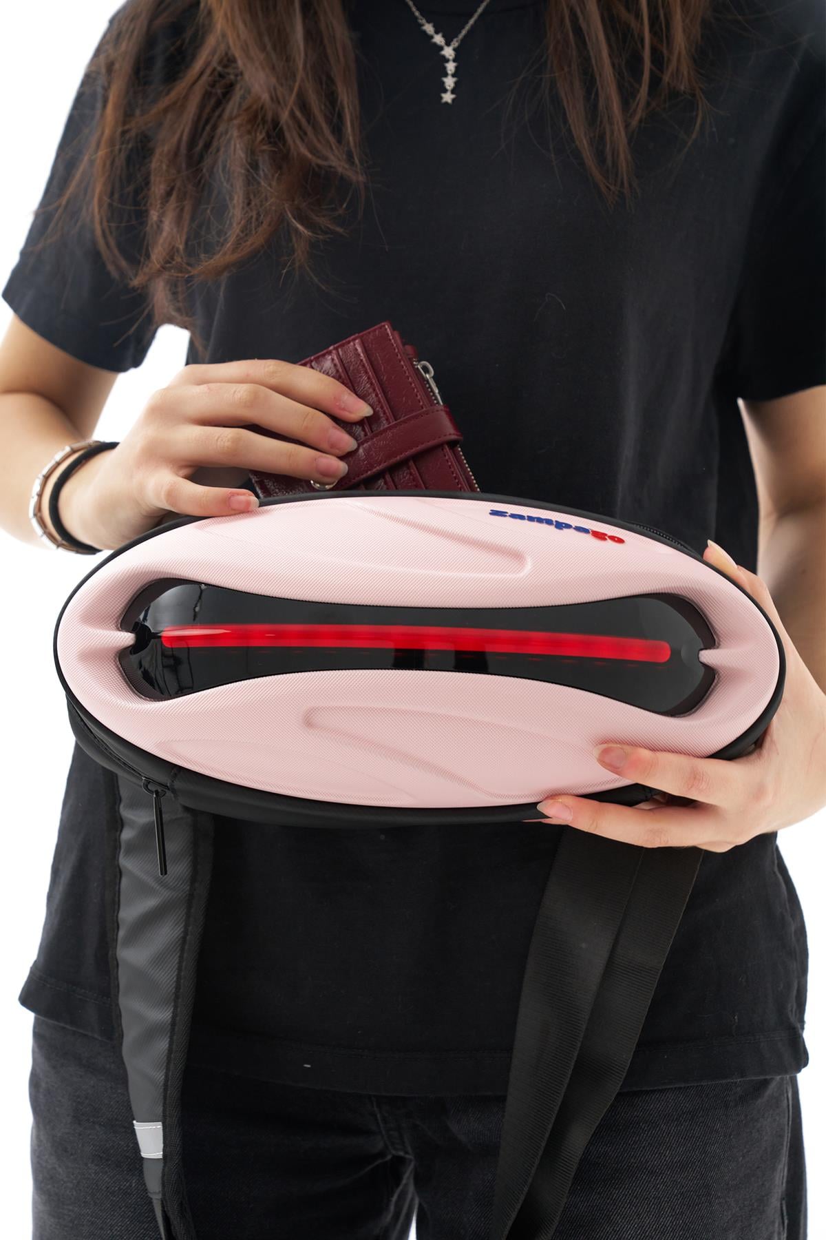 Zampago Sling Led Işıklı Bel Çantası Pembe