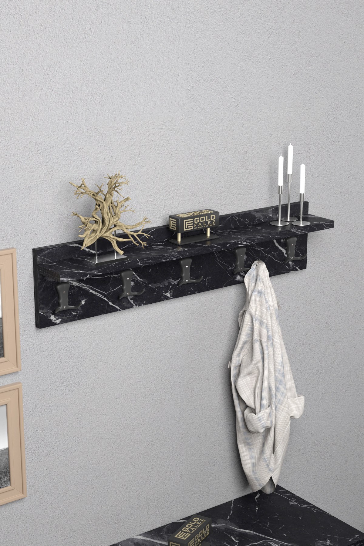 Reyo Falez Askılık Duvar Elbise Askılığı Portmanto 80 Cm Bendir