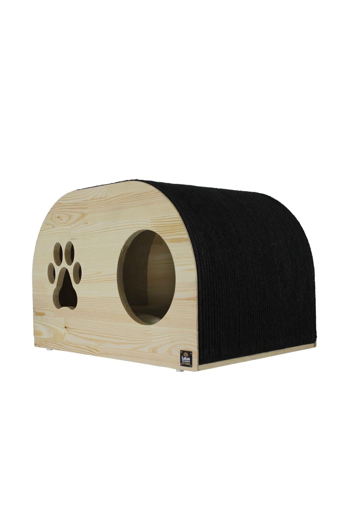 Lotus Pet Design Torino Tırmalamalı Kedi Evi Siyah