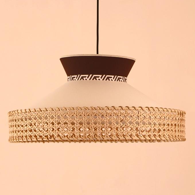Mylamp Ece Kahve Krem ve Krem Örgülü Doğal Hazeran Avize 50x30 cm HZ-H-48