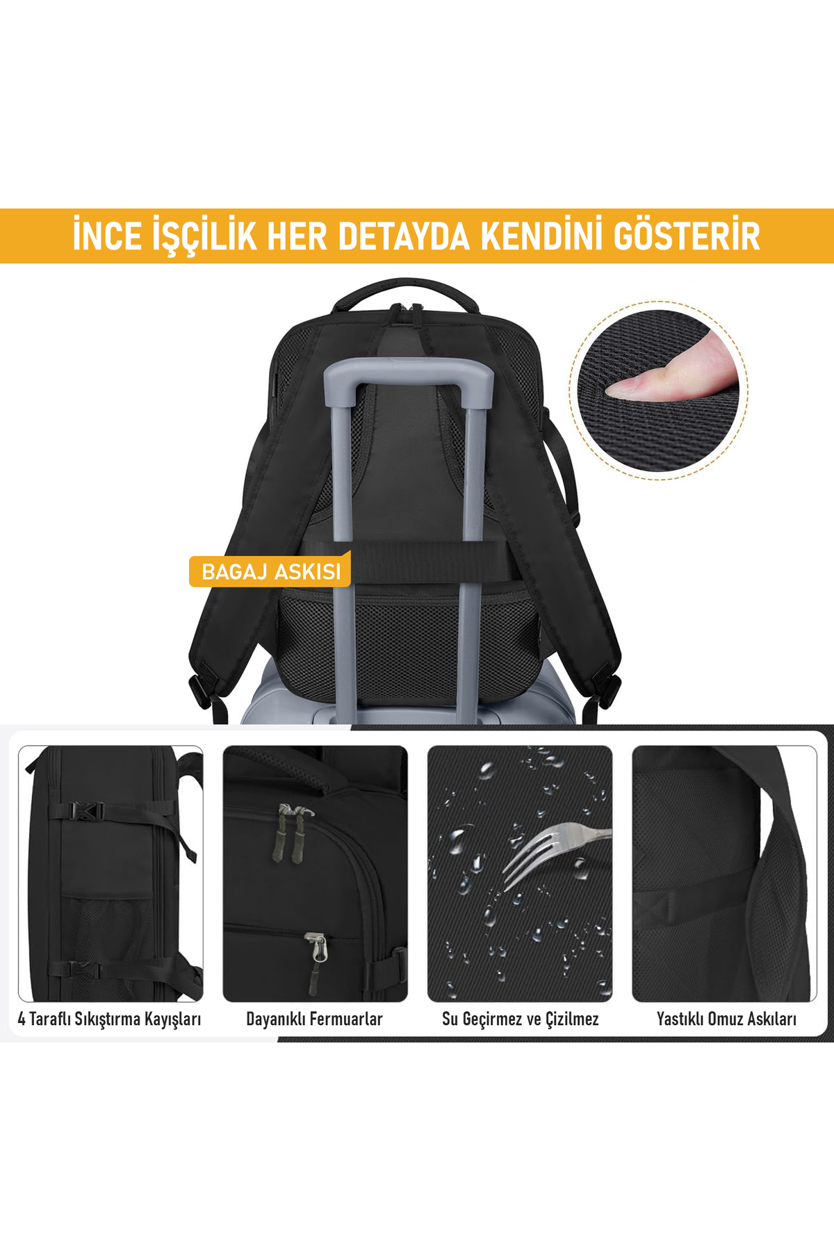 Haegs Seyahat Sırt Çantası, Laptop Sırt Çantası Hafif El Çantası Küçük Bavul Valiz, Uçak Onaylı Bagaj Çantası, Erkek ve Bayan İçin, 15.6 inç Notebook Dizüstü Bilgisayar Macbook Laptop Çantası, Koyu Kahverengi